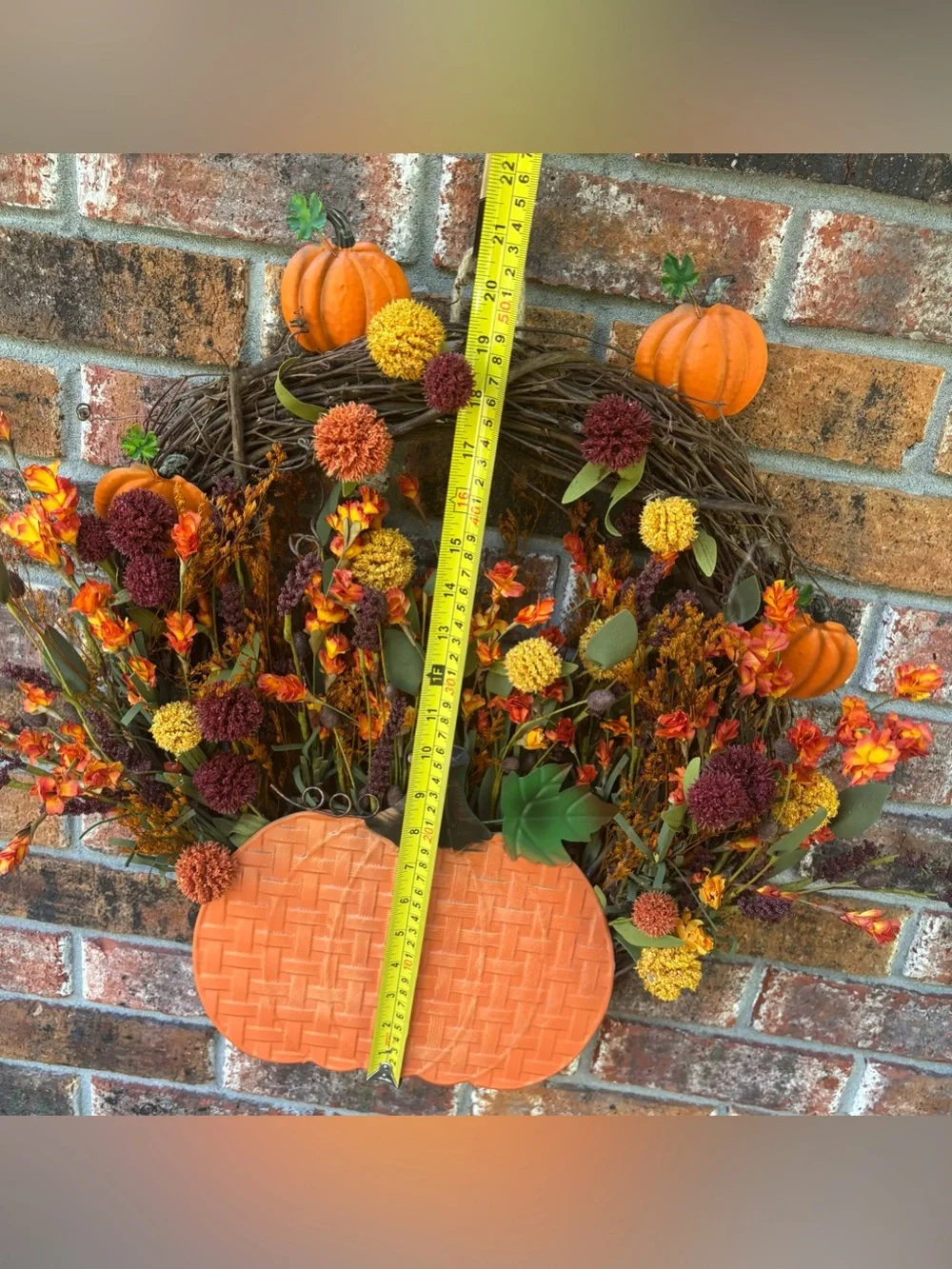 🎃 Pumpkin Flower Grapevine Wreath